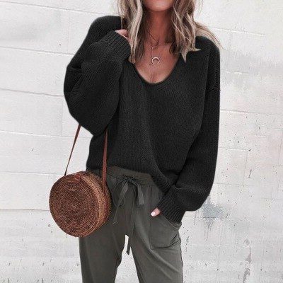 Ivona | Oversized Knit Sweater with V-Neck for Women