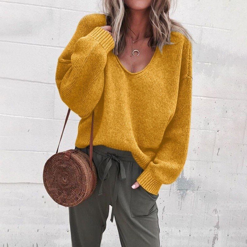 Ivona | Oversized Knit Sweater with V-Neck for Women