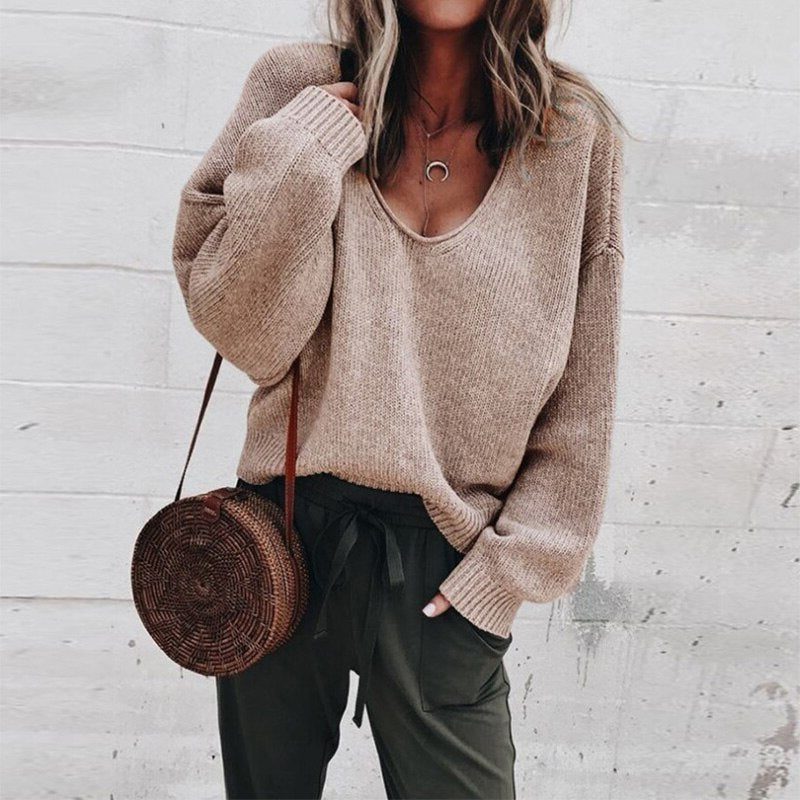 Ivona | Oversized Knit Sweater with V-Neck for Women