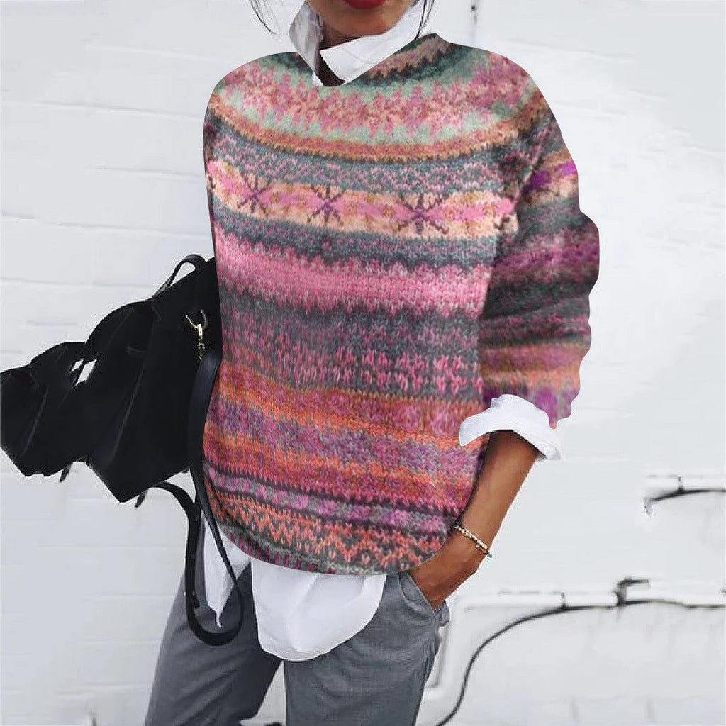 Jill | Fair Isle Pullover Sweater with Crew Neck for Women