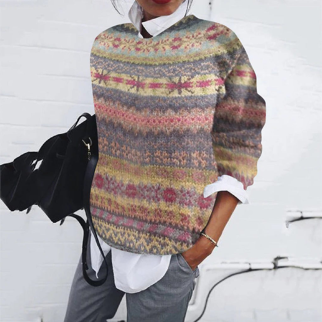 Jill | Fair Isle Pullover Sweater with Crew Neck for Women