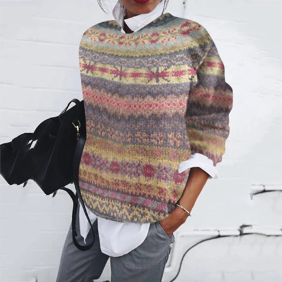 Jill | Fair Isle Pullover Sweater with Crew Neck for Women