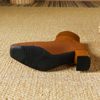 Kishori | Ribbed Knit Block Heel Ankle Boots for Women