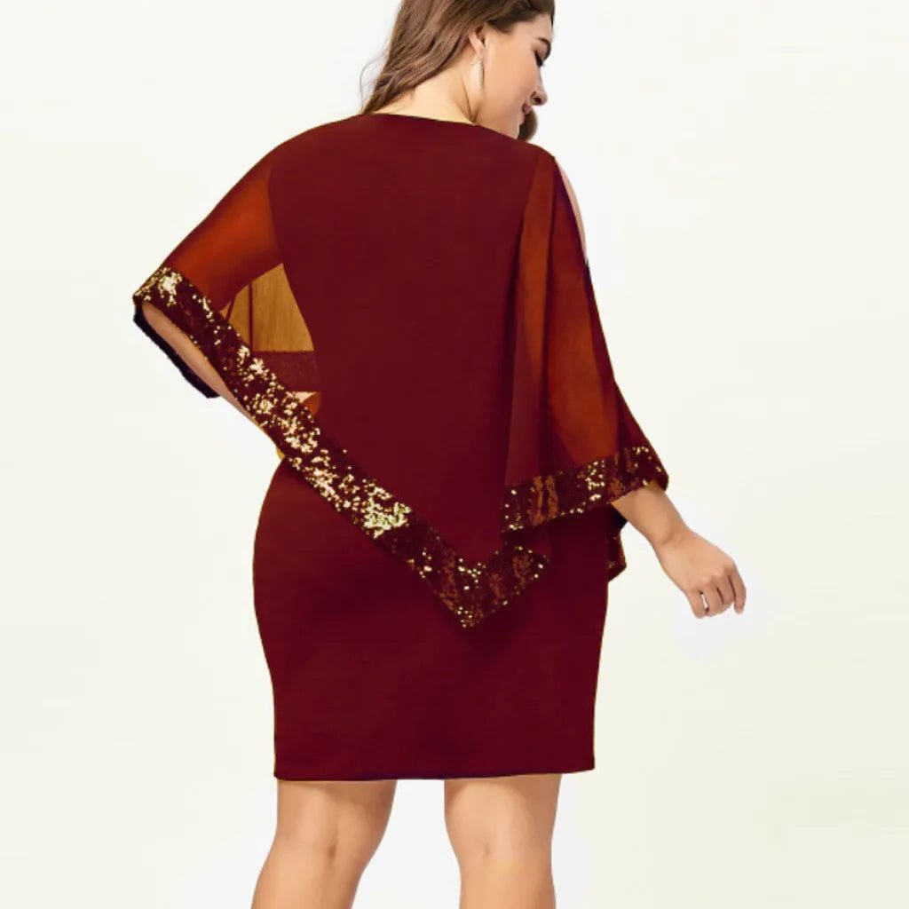 Lillianna | Sequin Cold-Shoulder Midi Dress for Women