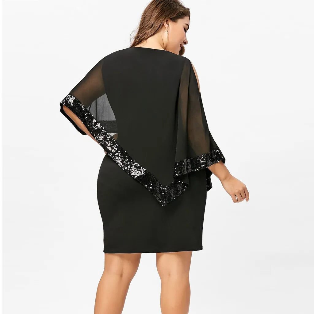 Lillianna | Sequin Cold-Shoulder Midi Dress for Women