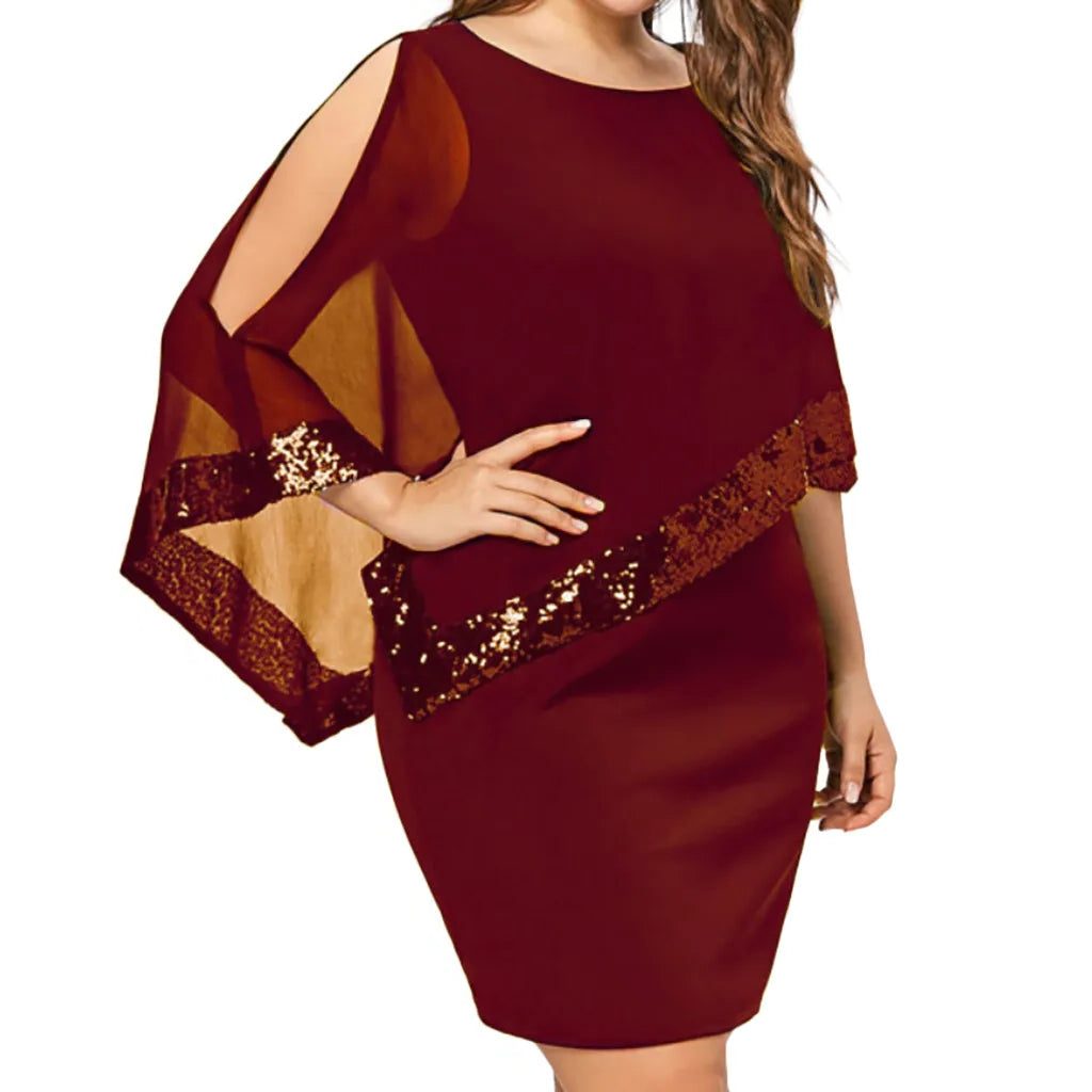 Lillianna | Sequin Cold-Shoulder Midi Dress for Women