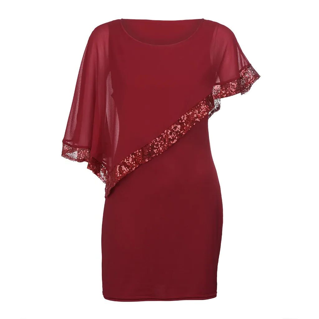 Lillianna | Sequin Cold-Shoulder Midi Dress for Women