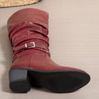 Liz | Slouchy Knee High Boots with Buckle Strap for Women