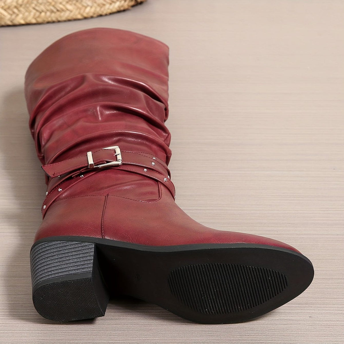 Liz | Slouchy Knee High Boots with Buckle Strap for Women