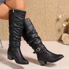 Liz | Slouchy Knee High Boots with Buckle Strap for Women