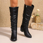 Liz | Slouchy Knee High Boots with Buckle Strap for Women
