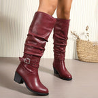 Liz | Slouchy Knee High Boots with Buckle Strap for Women