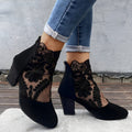 Madeleine | Floral Lace Block Heel Ankle Boots for Women