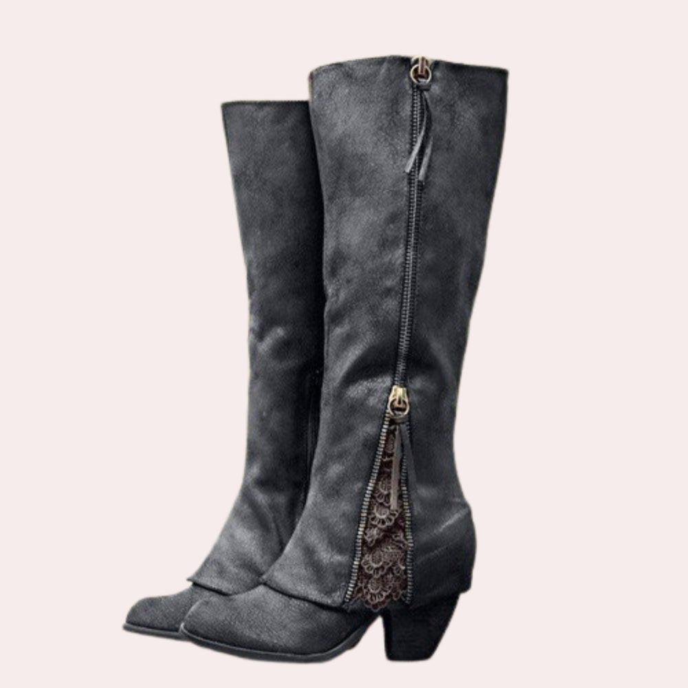 Marina | Block Heel Zip-Up Boots for Women
