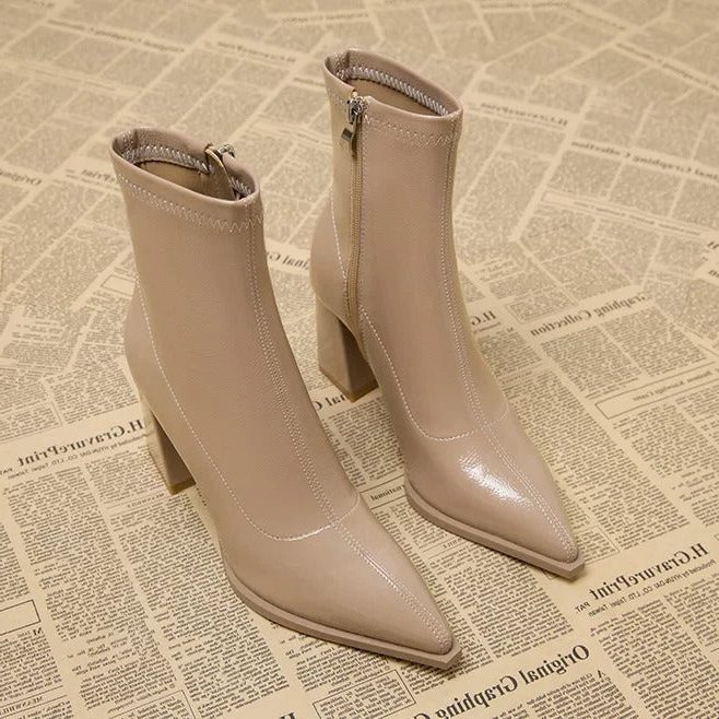 Mathilde | Pointed Toe Winter Ankle Boots with Block Heel for Women