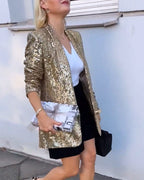 Myla | Sequin Longline Blazer with Open Front for Women