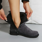 Mythili | Suede Ankle Boots with Side Zip and Buckle for Women