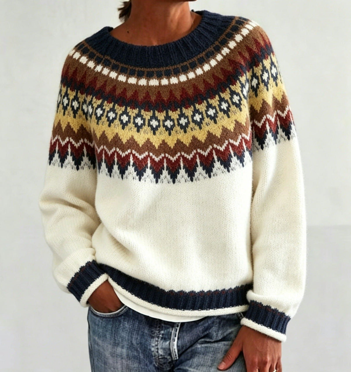 Olalla | Fair Isle Sweater with Crew Neck for Women