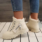 Olwen | Sherpa-Lined Lace-Up Winter Ankle Boots for Women