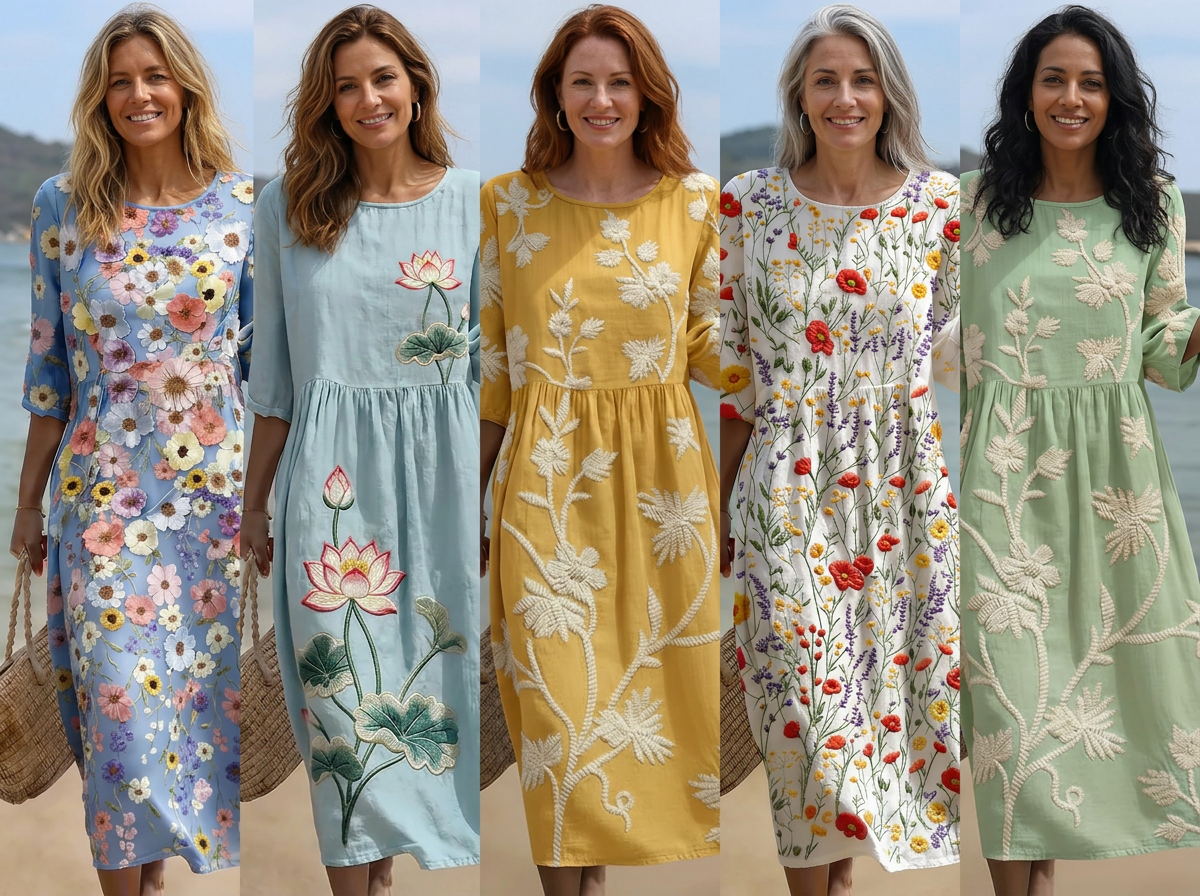 Christina | Floral Print Round Neck Maxi Dress