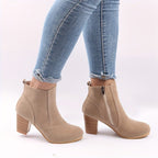 Ophelia | Block Heel Ankle Boots with Side Zip for Women