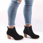 Ophelia | Block Heel Ankle Boots with Side Zip for Women
