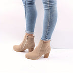 Ophelia | Block Heel Ankle Boots with Side Zip for Women