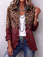 Cassandre | Gradient Leopard Blazer with Ruffles