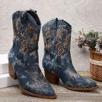 Orla | Western Block Heel Cowboy Boots with Embroidery for Women