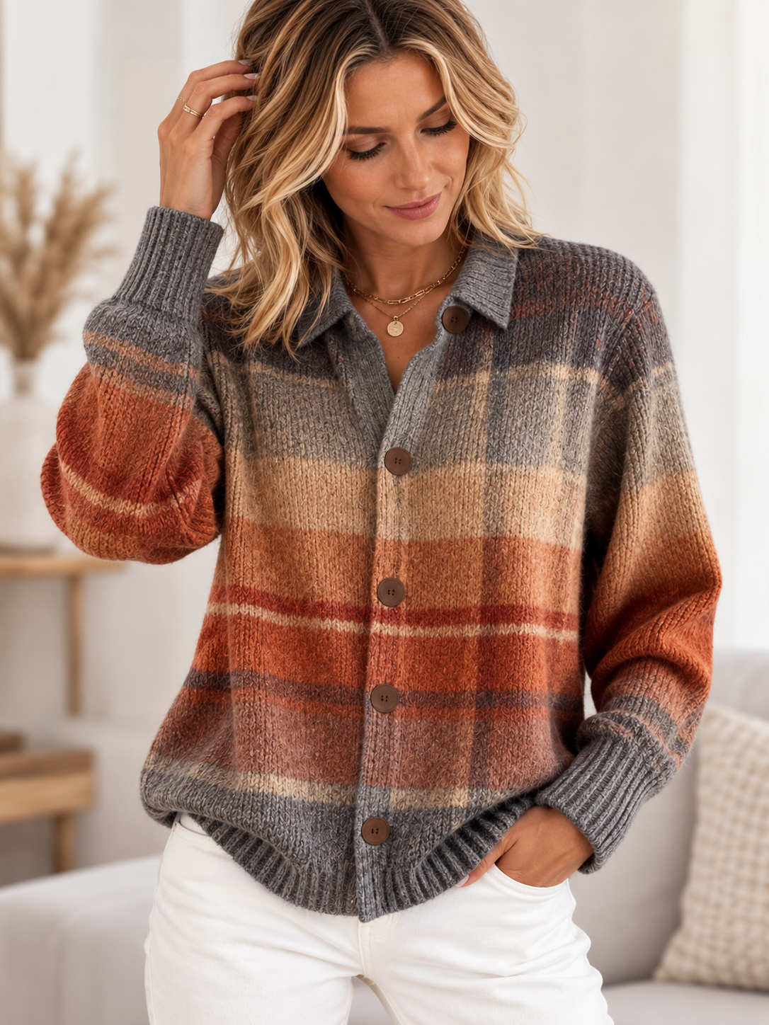 Orla | Plaid Button-Down Cardigan for Women