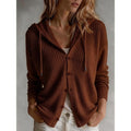 Paloma | Ribbed Knit Hooded Cardigan with Button-Front for Women