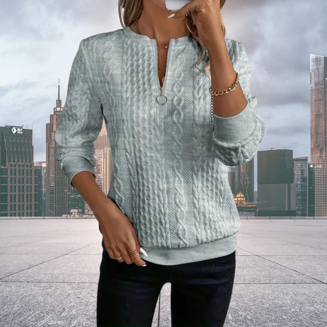 Posey | Cable Knit Zip-Up Sweater for Women