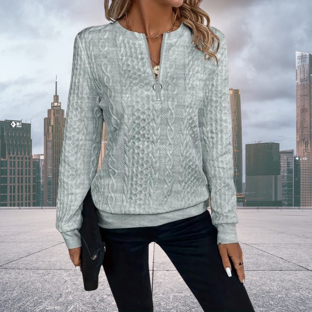 Posey | Cable Knit Zip-Up Sweater for Women