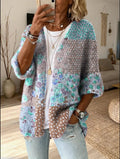Qadira | Patchwork Open-Front Cardigan for Women