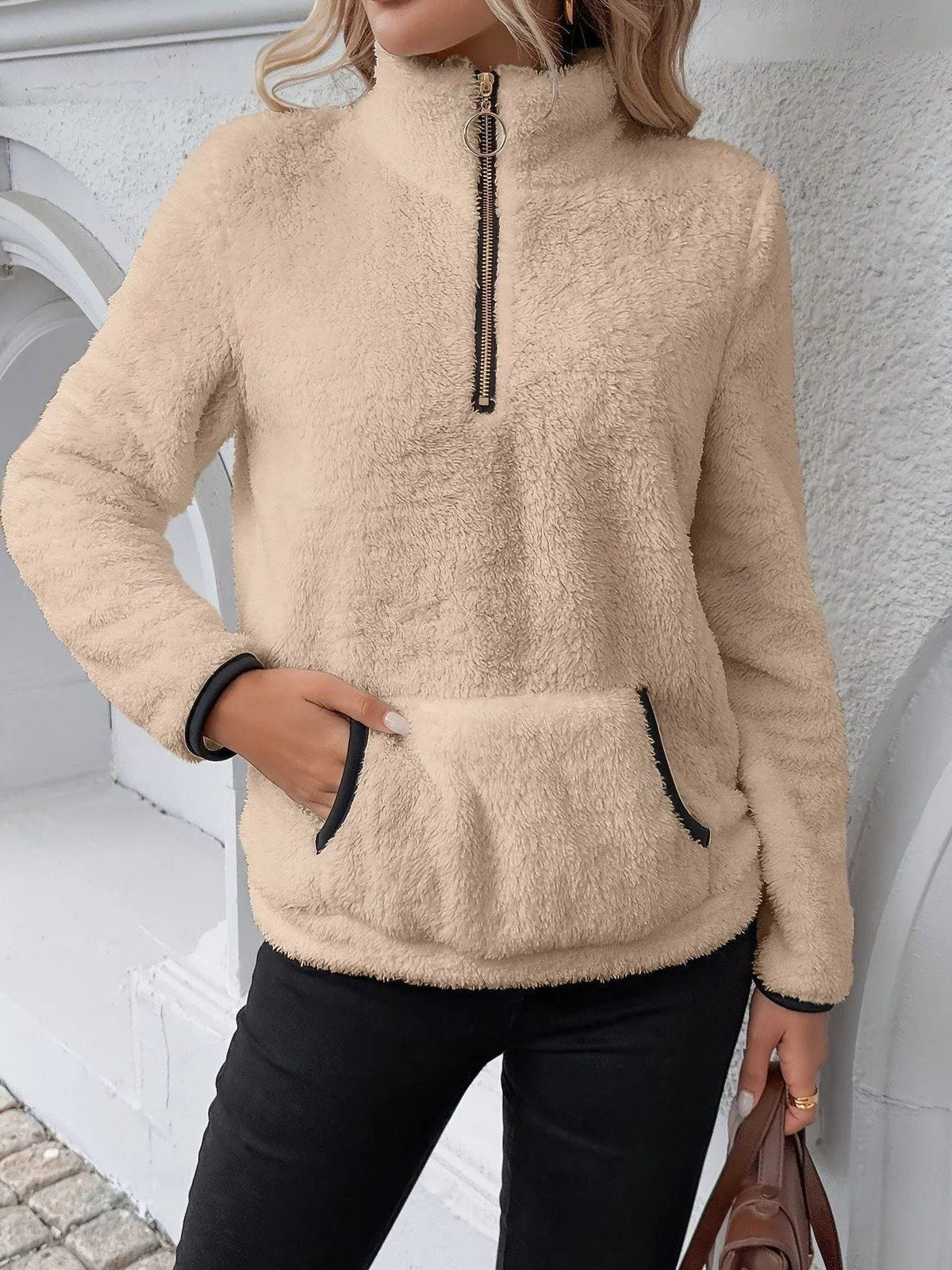 Renée | Fuzzy Half-Zip Pullover Sweater for Women