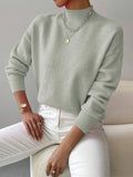 Ribbed Knit Sweater with Roll Neck for Women