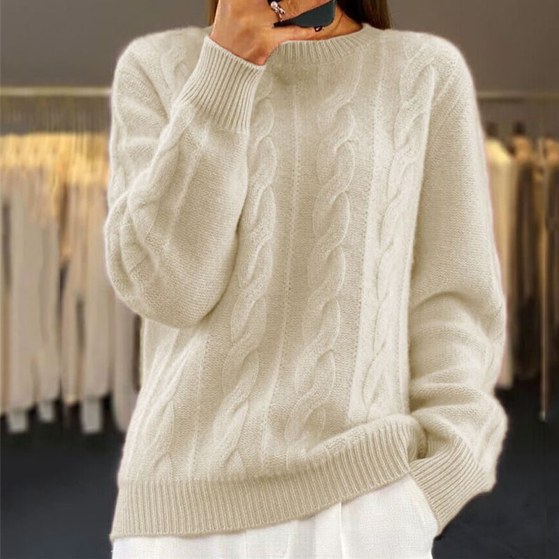 Rikki | Cable Knit Sweater with Crew Neck for Women