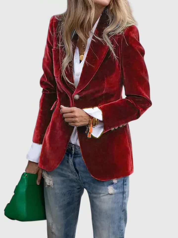 Romaine | Velvet Blazer with Notch Lapel for Women