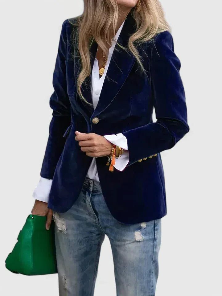 Romaine | Velvet Blazer with Notch Lapel for Women