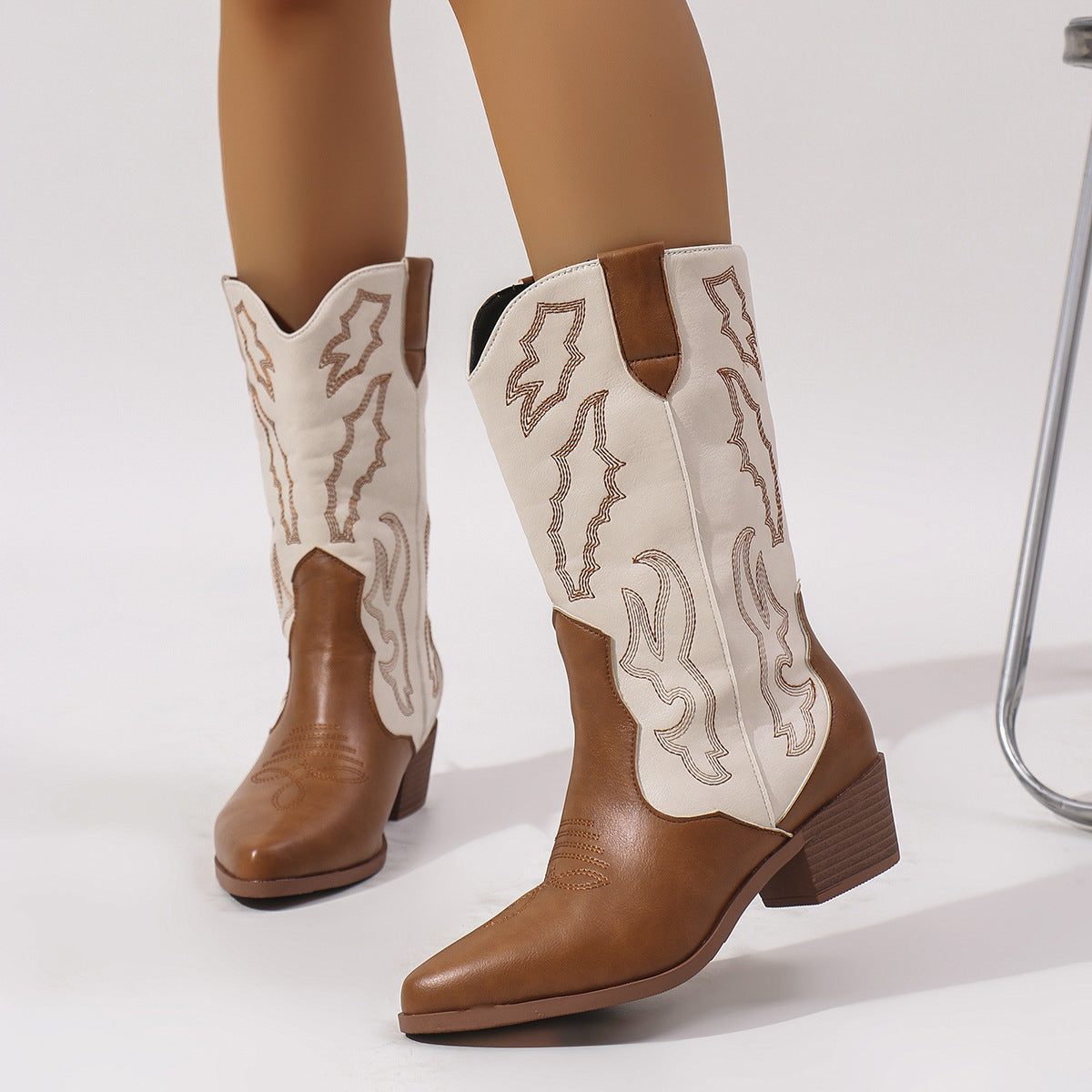 Ronja | Embroidered Western Boots with Block Heel for Women