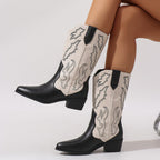 Ronja | Embroidered Western Boots with Block Heel for Women