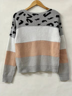 Saffron | Leopard Print Sweater with Crew Neck for Women