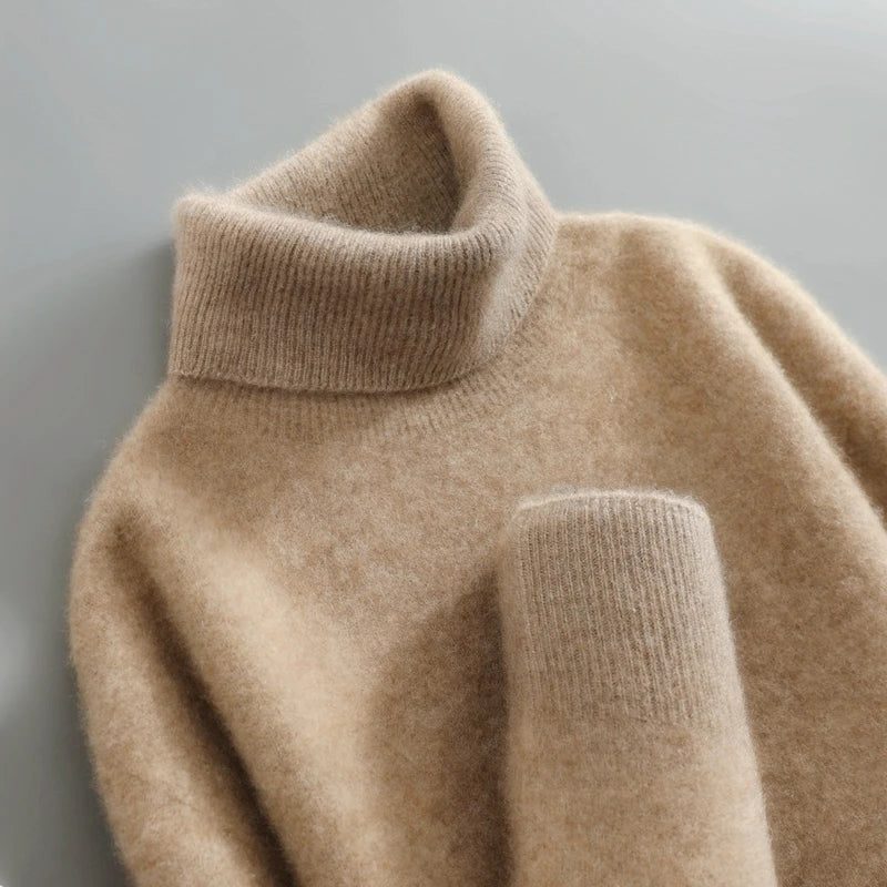 Sanchia | Merino Wool Ribbed Knit Turtleneck Sweater for Women