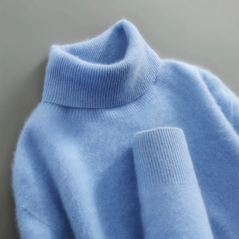 Sanchia | Merino Wool Ribbed Knit Turtleneck Sweater for Women