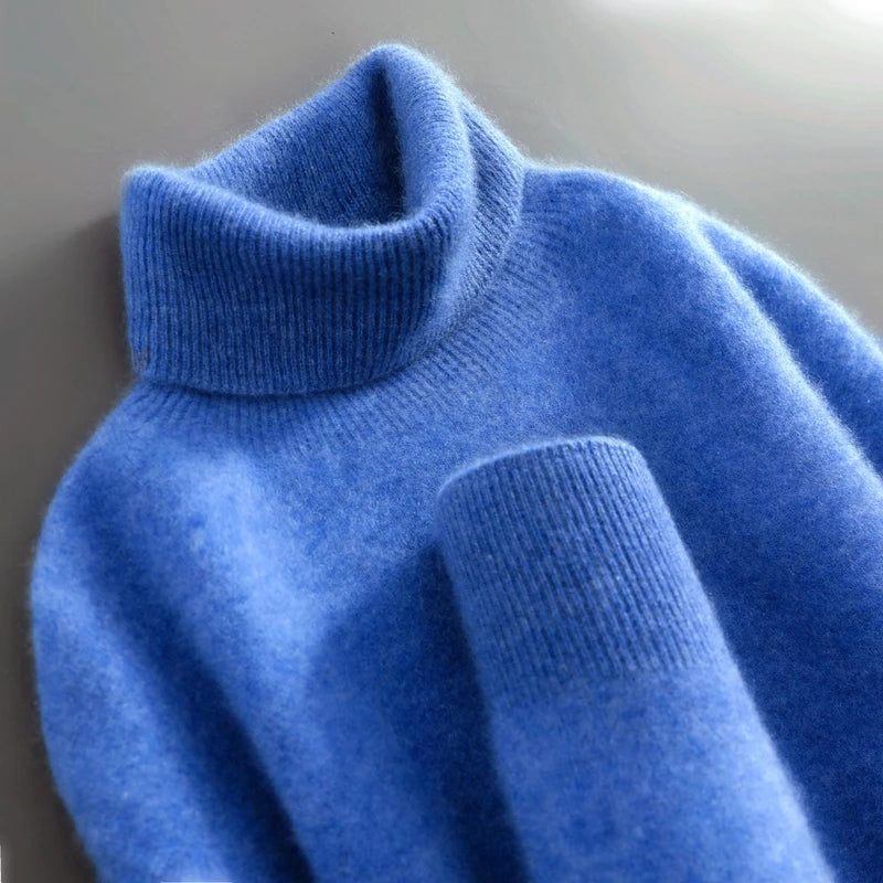 Sanchia | Merino Wool Ribbed Knit Turtleneck Sweater for Women