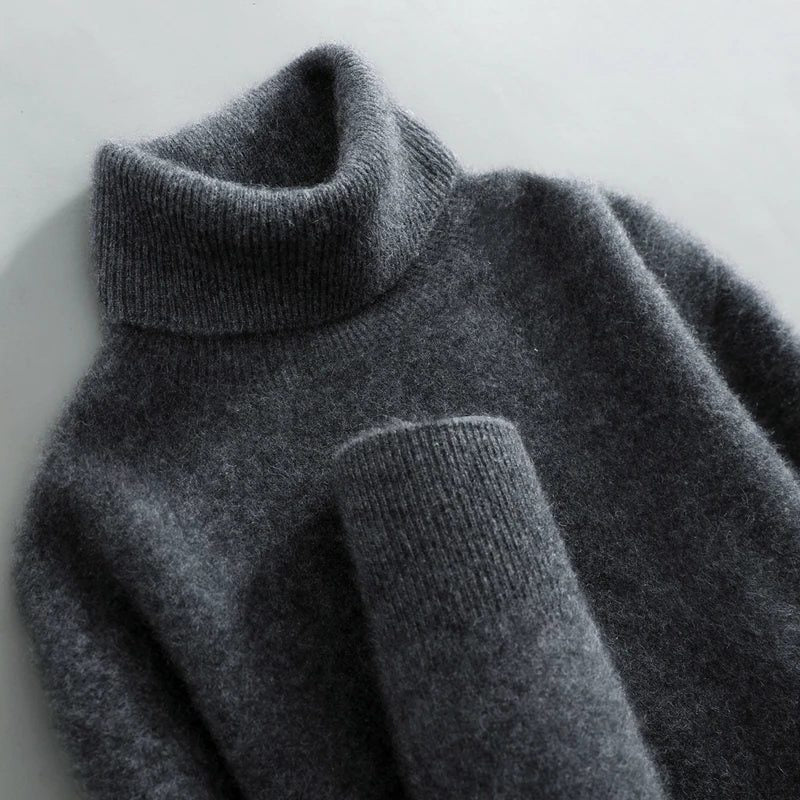 Sanchia | Merino Wool Ribbed Knit Turtleneck Sweater for Women