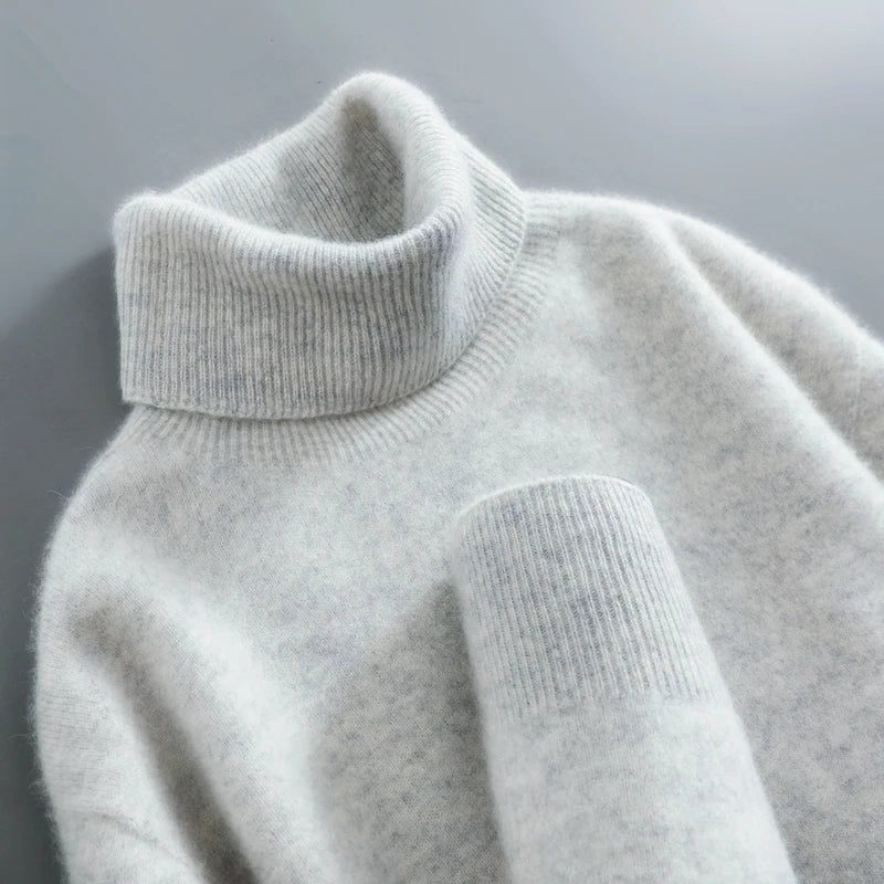 Sanchia | Merino Wool Ribbed Knit Turtleneck Sweater for Women