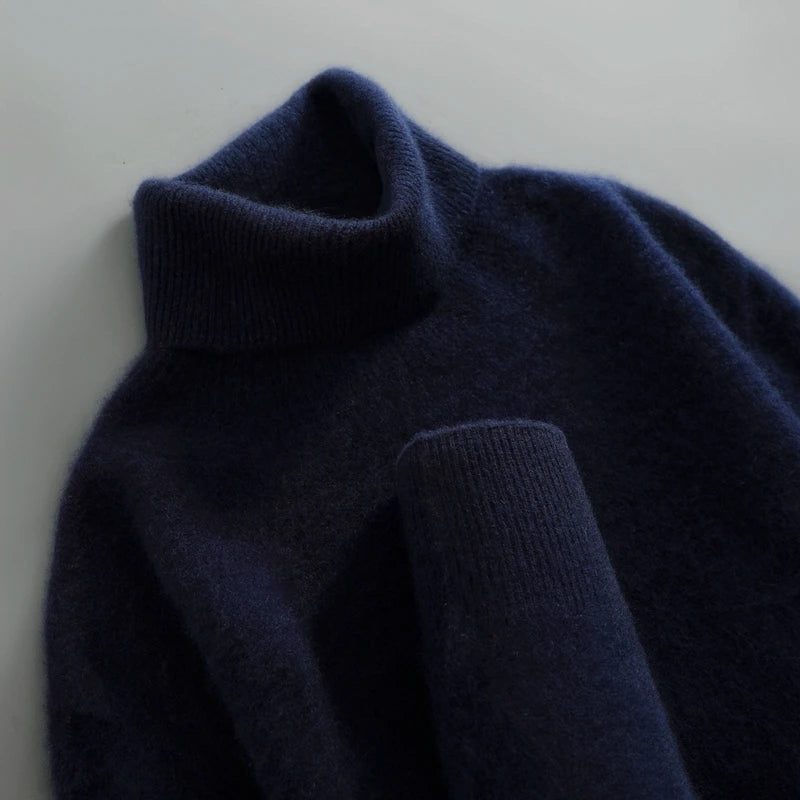Sanchia | Merino Wool Ribbed Knit Turtleneck Sweater for Women