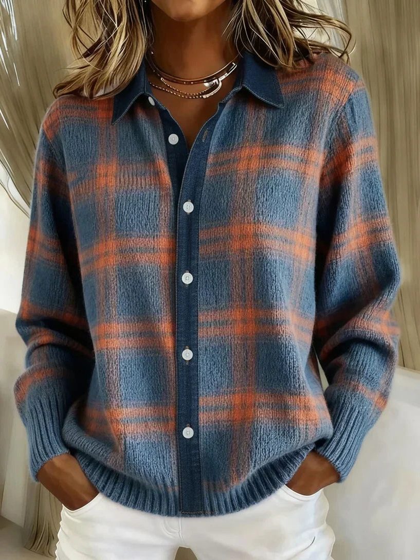 Sandra | Plaid Cardigan with Button-Down for Women