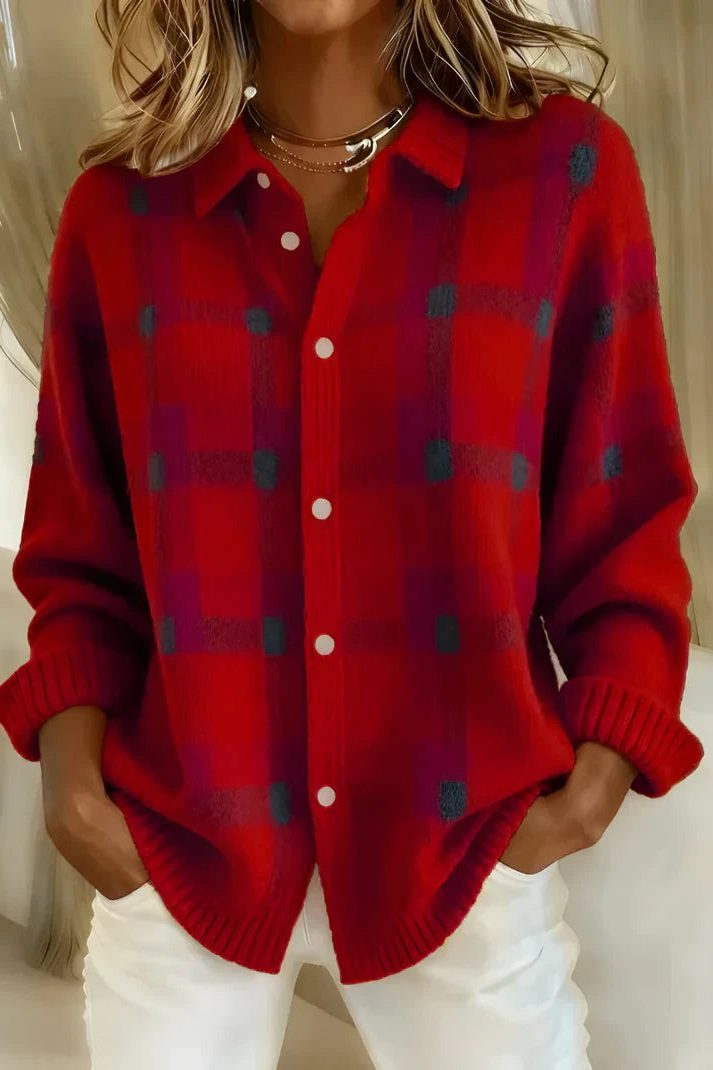 Sandra | Plaid Cardigan with Button-Down for Women